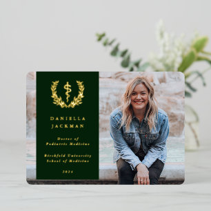 Green Asclepius Medical Graduation Announcement