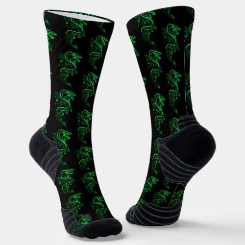 Green Asian Dragons Socks