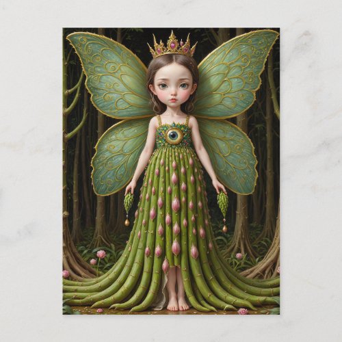 Green Asparagus Fairy Postcard