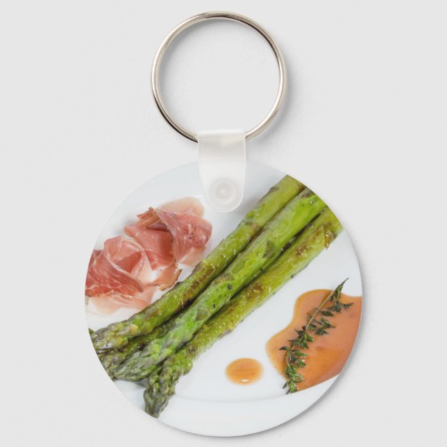 Green asparagus with ham and sauce keychain (Front)