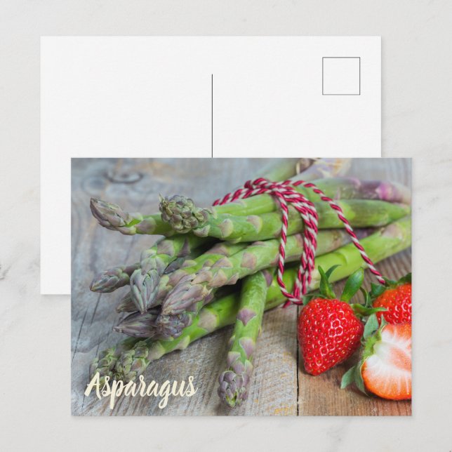 Green Asparagus with Strawberry Holiday Postcard (Front/Back)