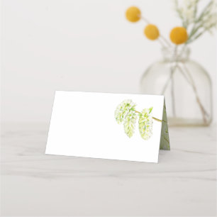 Green aspen catkins watercolor name place card
