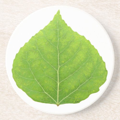 Green Aspen Leaf 11 Coaster