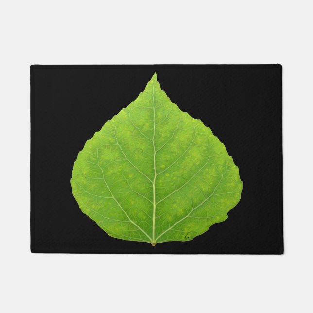 Green Aspen Leaf #11 Doormat (Front)