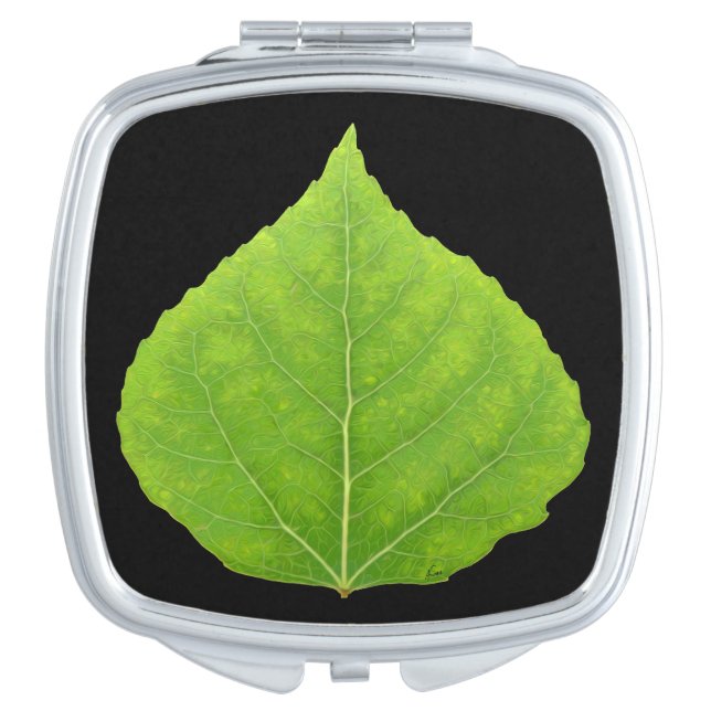 Green Aspen Leaf #11 Mirror For Makeup (Front)