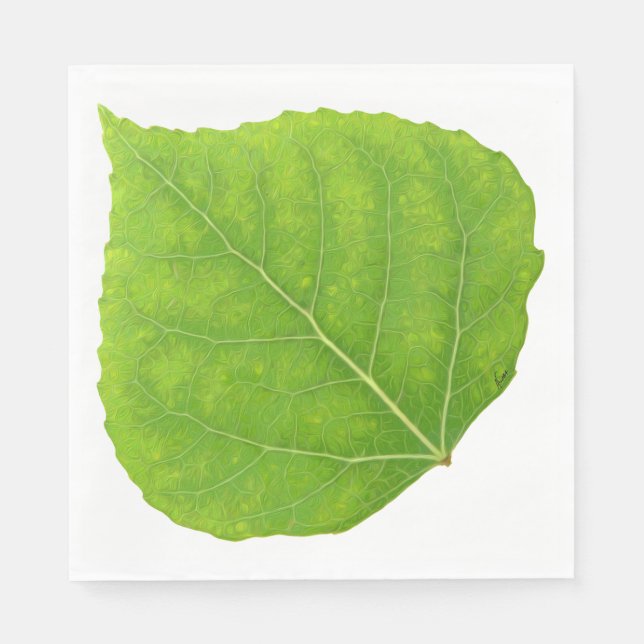 Green Aspen Leaf #11 Paper Napkins (Front)