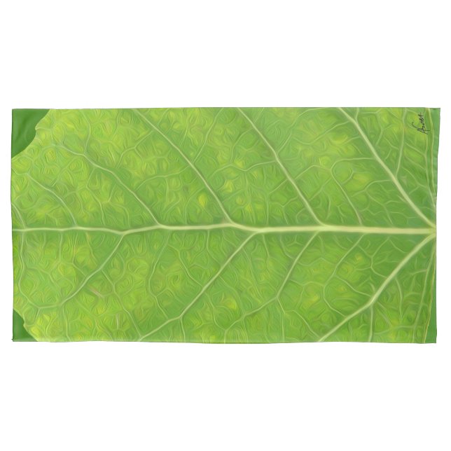 Green Aspen Leaf #11 Pillow Case (Front-Left)