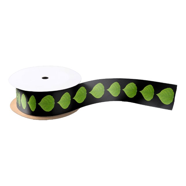 Green Aspen Leaf #11 Satin Ribbon (Spool)
