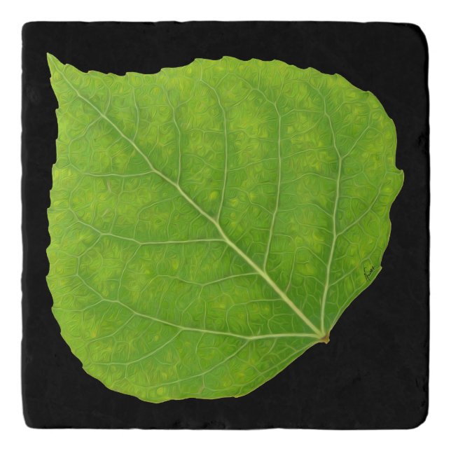 Green Aspen Leaf #11 Trivet (Front)