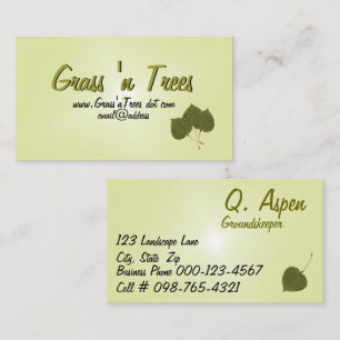 Green Aspen Leaves Lawn Care Services Business Card