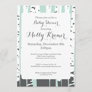 Green Aspen Trees Baby Shower Invitation by cranberrydesign at Zazzle