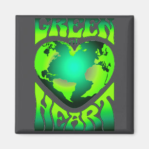 Green At Heart Eco Environmentally Friendly Retro Magnet