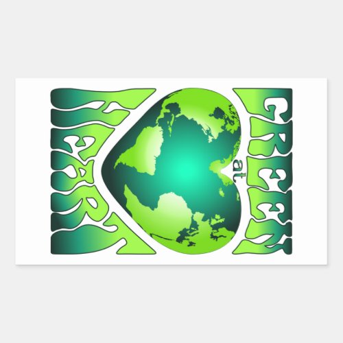 GREEN AT HEART Eco Environmentally Friendly Retro Rectangular Sticker