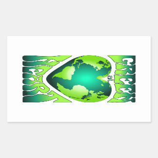 GREEN AT HEART Eco Environmentally Friendly Retro Rectangular Sticker