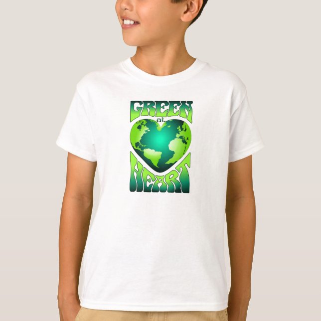 GREEN AT HEART Eco Environmentally Friendly Retro T-Shirt (Front)