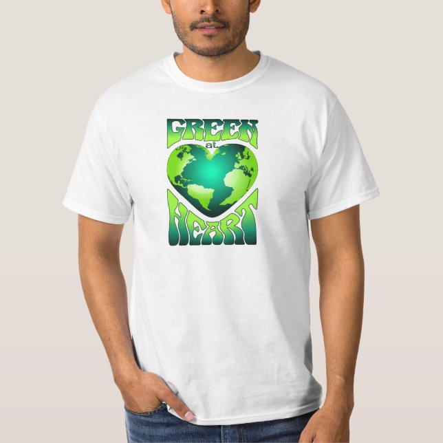 GREEN AT HEART Eco Environmentally Friendly Retro T-Shirt (Front)