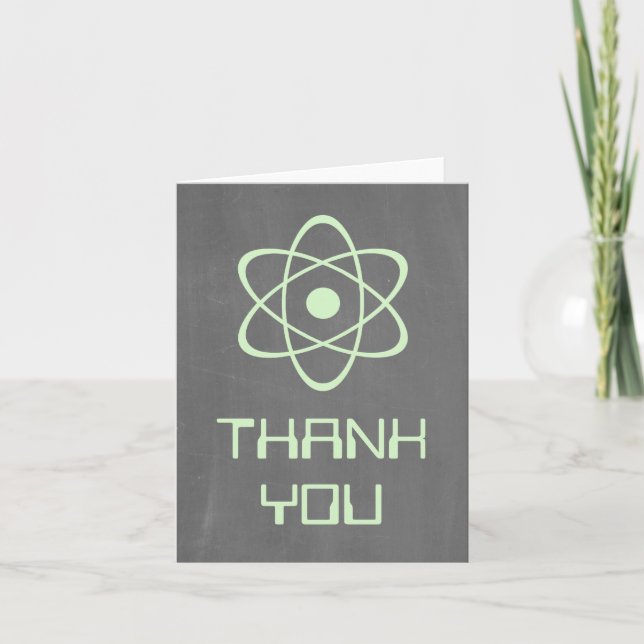 Green Atomic Chalkboard Thank You Card (Front)
