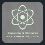 Green Atomic Chalkboard Wedding Stickers<br><div class="desc">Cute and nerdy Atomic Chalkboard Wedding Stickers featuring a simple atomic symbol in mint green on a chalkboard look background. These geeky and fun wedding stickers are perfect for the science enthusiast couple! Easy to customize, simply add the details of your wedding in the spaces provided. Click "Customize It" to...</div>
