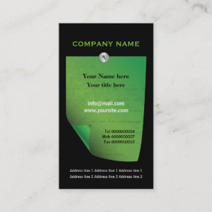 Green attached note black custom business card