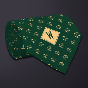 Green Attorney Scales of Justice Neck Tie