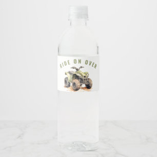 Green ATV Bike Birthday Editable Water Bottle Label