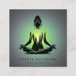 Green Aura Meditation Yoga Square Business Card