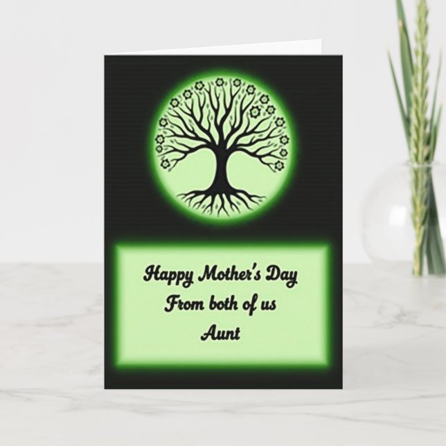 Green Aura Mothers Day Tree Card (Front)