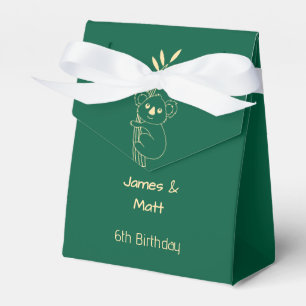 Green Australian Animals Twin 6th Birthday  Favor Boxes