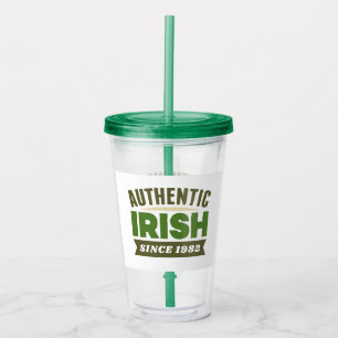 Green Authentic Irish and Your Birth Year Acrylic Tumbler