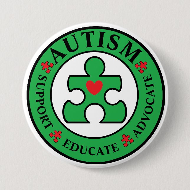 Green Autism Awareness Button Saint Patrick's Day (Front)
