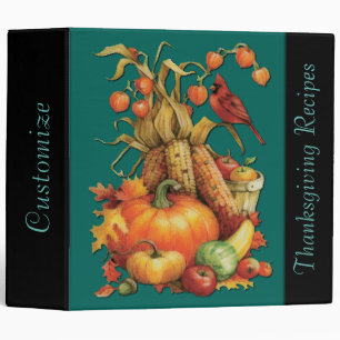 Green Autumn Harvest Thanksgiving Recipe Binder