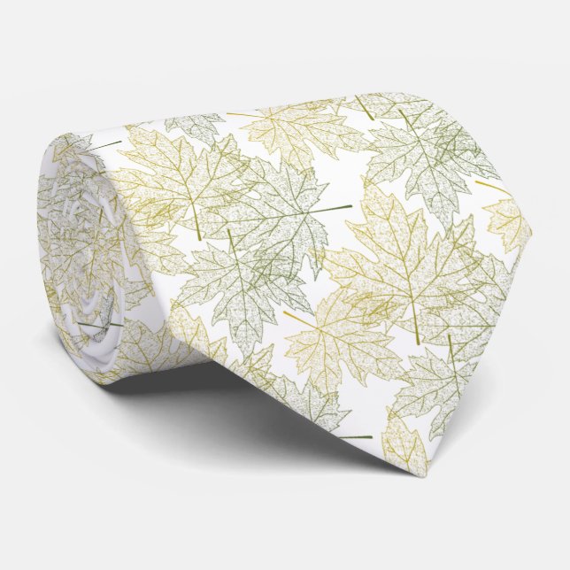 green autumn leaves with mustard neck tie (Rolled)