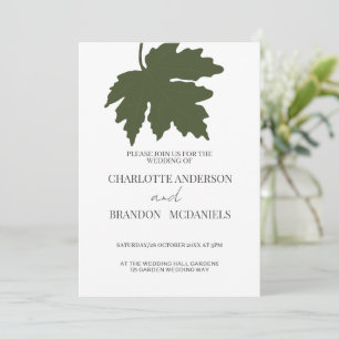 Green Autumn Maple Leaf Wedding Invitation
