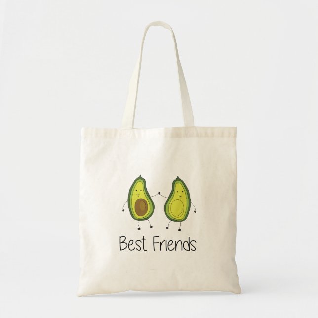 Green Avocado Cartoon Friendship Image Friend Art  Tote Bag (Front)