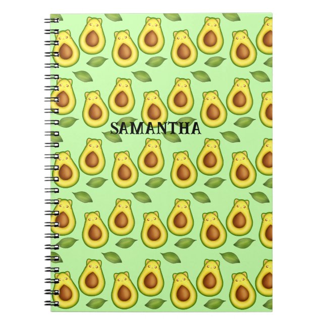 Green Avocado Cat  Notebook (Front)