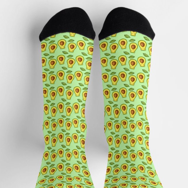 Green Avocado Cat  Socks (Top)
