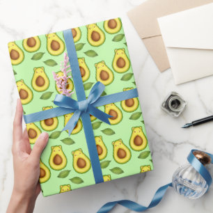 Green Avocado Cat Wrapping Paper