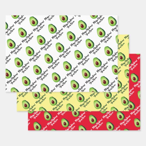 Green avocado Christmas wrapping paper sheets
