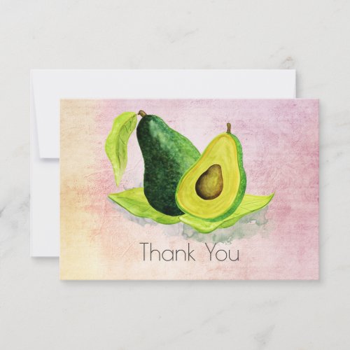 Green Avocado Fruit in Watercolors Thank You