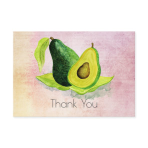 Green Avocado Fruit in Watercolors Thank You Card