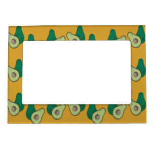Green avocado on brown magnetic frame
