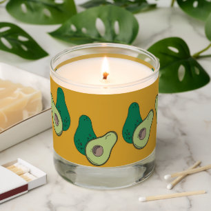 Green avocado on brown scented candle