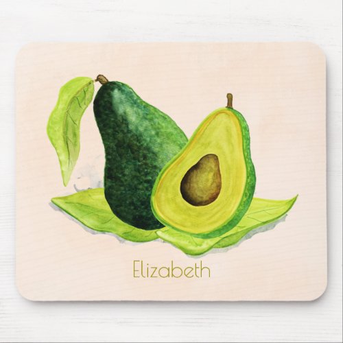 Green Avocado Still Life Fruit in Watercolors Mouse Pad