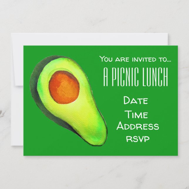 Green avocado Summer picnic lunch party Invitation (Front)