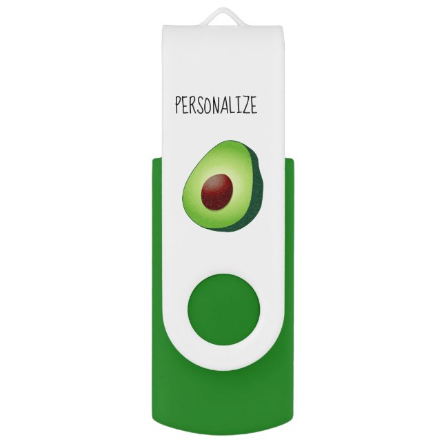Green avocado vector art custom name flash drive (Back (Vertical))