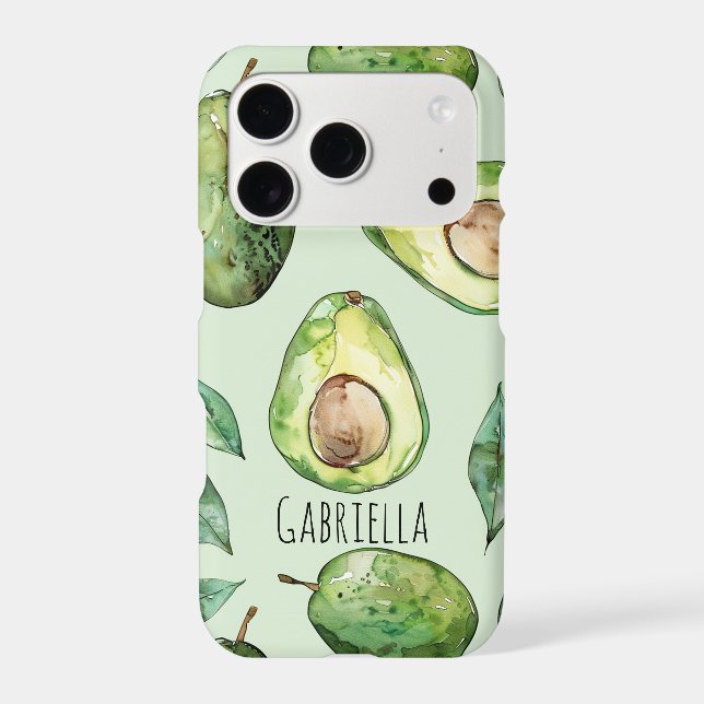 Green Avocados & Leaves iPhone Case (Back)