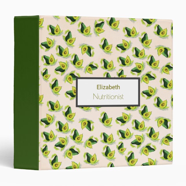 Green Avocados Watercolor Pattern Binder (Front/Spine)