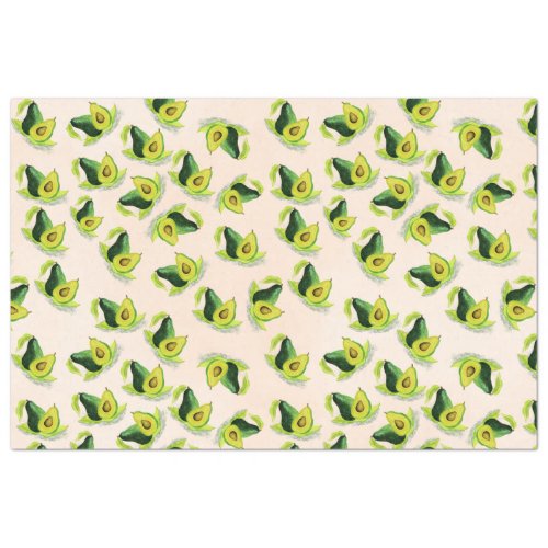 Green Avocados Watercolor Pattern Tissue Paper