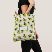 Green Avocados Watercolor Pattern Tote Bag (Close Up)