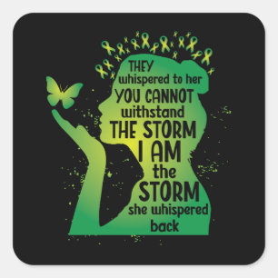 Green Awareness Butterfly Mental Health Square Sticker